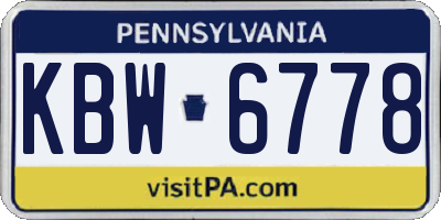 PA license plate KBW6778
