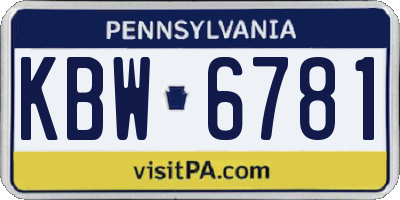 PA license plate KBW6781