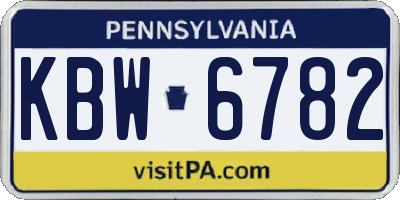 PA license plate KBW6782