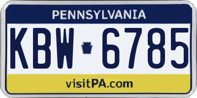PA license plate KBW6785