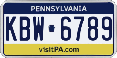 PA license plate KBW6789