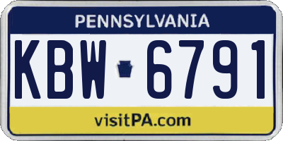 PA license plate KBW6791
