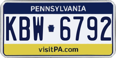 PA license plate KBW6792