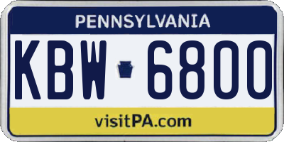 PA license plate KBW6800