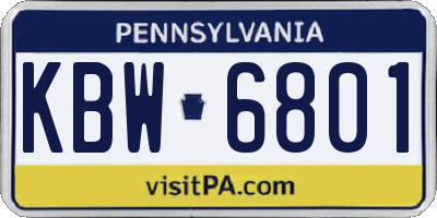 PA license plate KBW6801