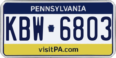 PA license plate KBW6803