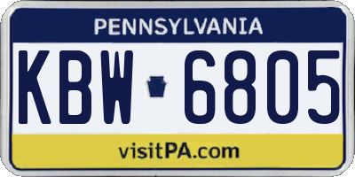 PA license plate KBW6805