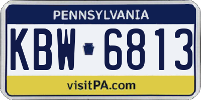 PA license plate KBW6813