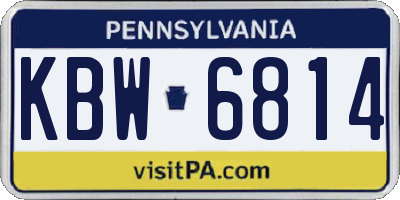 PA license plate KBW6814