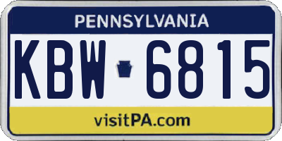 PA license plate KBW6815