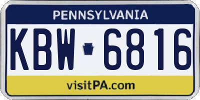 PA license plate KBW6816