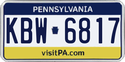 PA license plate KBW6817