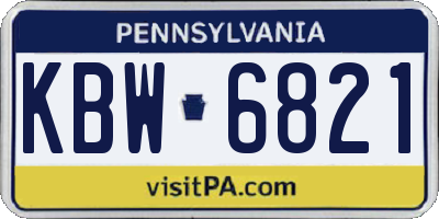 PA license plate KBW6821