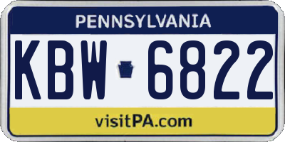 PA license plate KBW6822