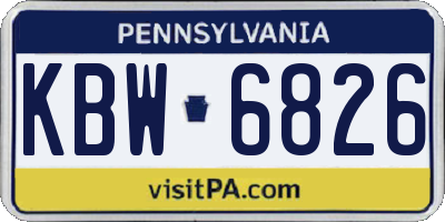 PA license plate KBW6826