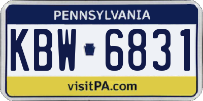 PA license plate KBW6831