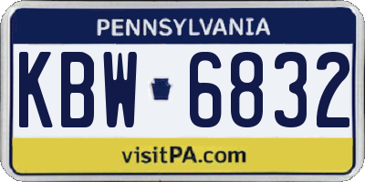 PA license plate KBW6832