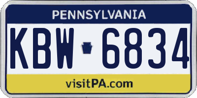 PA license plate KBW6834