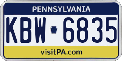 PA license plate KBW6835