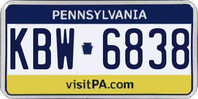 PA license plate KBW6838