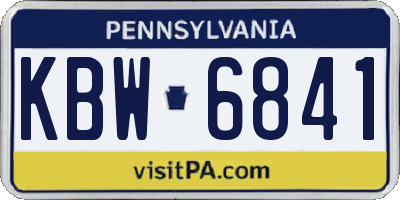 PA license plate KBW6841