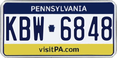 PA license plate KBW6848