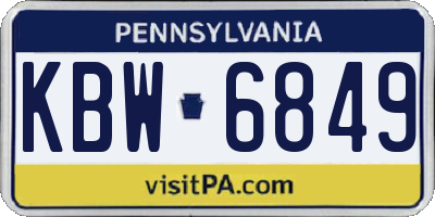 PA license plate KBW6849