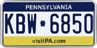 PA license plate KBW6850