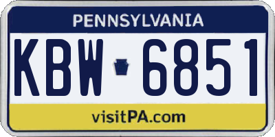 PA license plate KBW6851