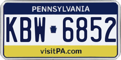 PA license plate KBW6852