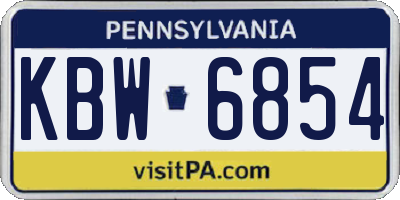 PA license plate KBW6854