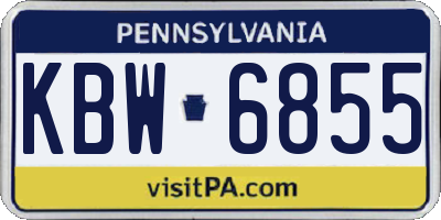 PA license plate KBW6855