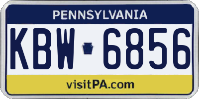 PA license plate KBW6856
