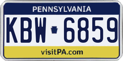 PA license plate KBW6859
