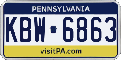 PA license plate KBW6863