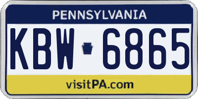 PA license plate KBW6865