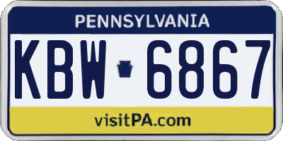 PA license plate KBW6867