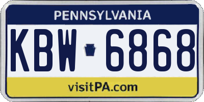 PA license plate KBW6868