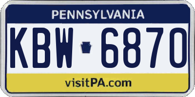 PA license plate KBW6870