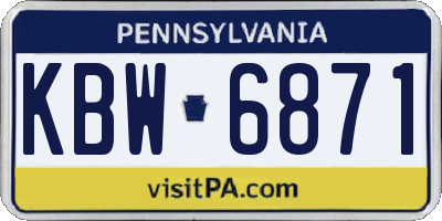 PA license plate KBW6871