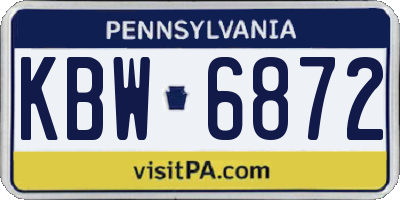 PA license plate KBW6872