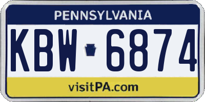 PA license plate KBW6874