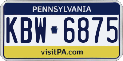 PA license plate KBW6875