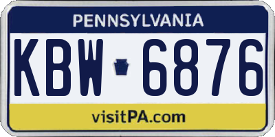 PA license plate KBW6876
