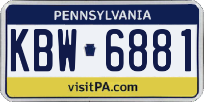 PA license plate KBW6881