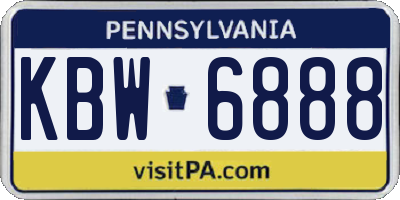 PA license plate KBW6888