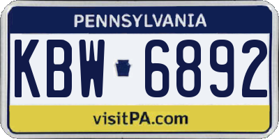 PA license plate KBW6892
