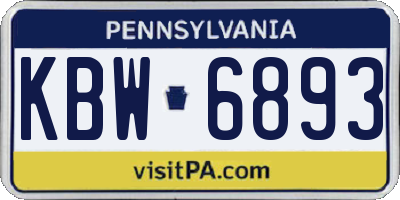 PA license plate KBW6893