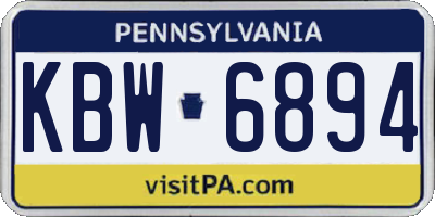 PA license plate KBW6894