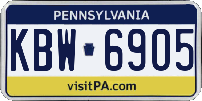 PA license plate KBW6905